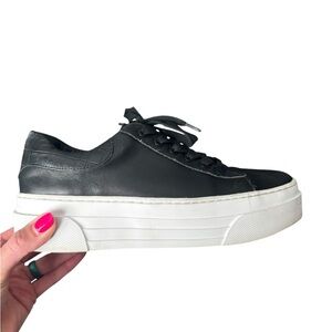 J/Slides NYC Black Leather Platform Sneakers Women’s 8